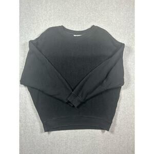 Ch. Chapter Terry Pullover Sweatshirt Women's Black Dropped Shoulders Crew Neck